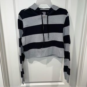 Levi's Girls Black/Grey Cropped Long Sleeve full zip Sweatshirt hoodie size XL